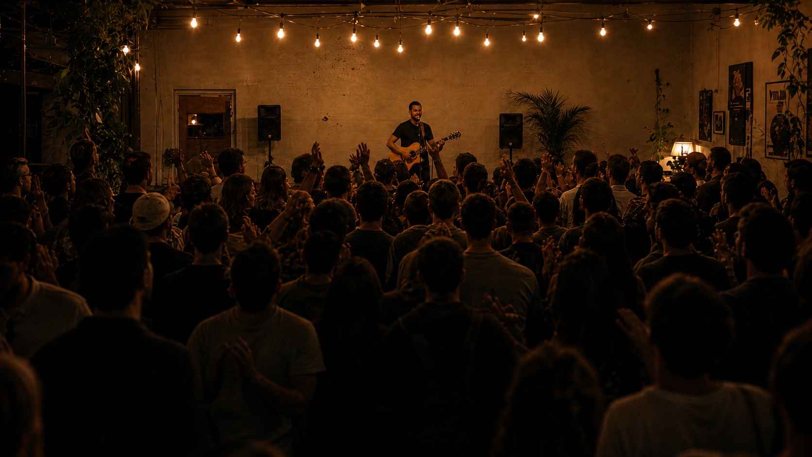 A local venue filled with people for a live event